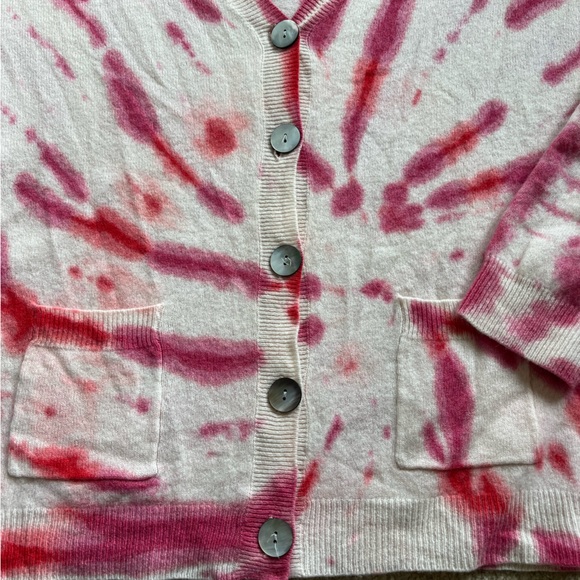 CRUSH Cashmere Tie Dye Button Down Oversized Cardigan Sweater Size 1 Large - Picture 2 of 9